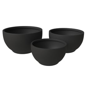 LeisureMod Grove Black Planter Set