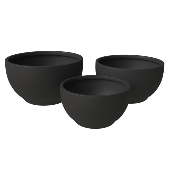 LeisureMod Grove Black Planter Set LSM-GP6-7-8BL