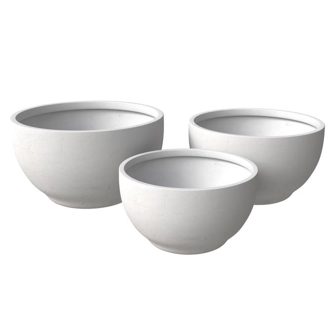 LeisureMod Grove White Planter Set LSM-GP6-7-8W