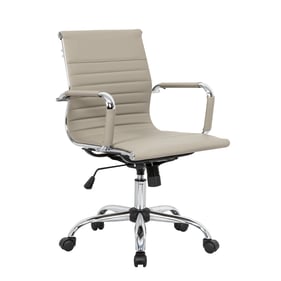 LeisureMod Harris Tan Leatherette Office Chair