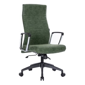 LeisureMod Hilton Green Leather Office Chair