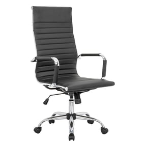 LeisureMod Harris Black Leatherette High Back Office Chair