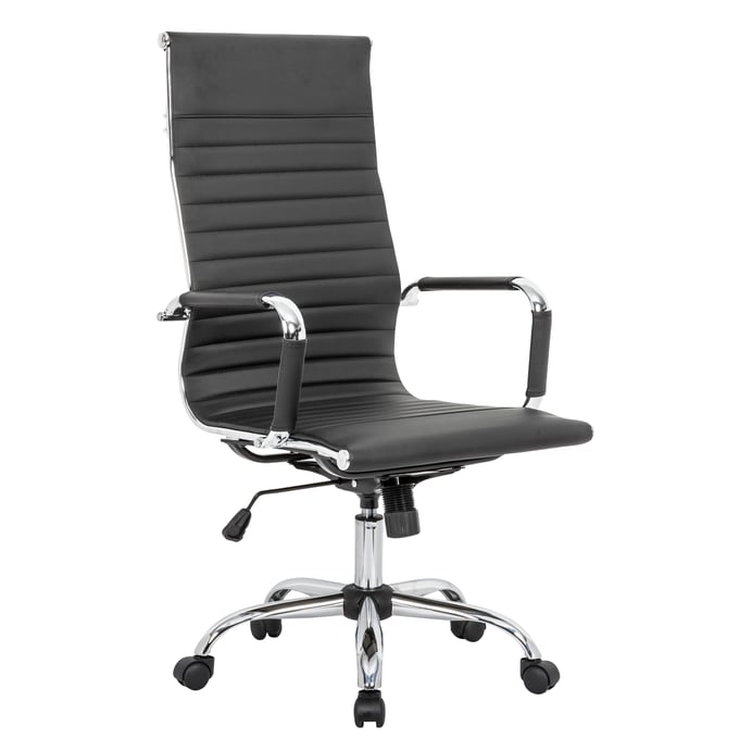 LeisureMod Harris Black Leatherette High Back Office Chair LSM-HOT19BLL