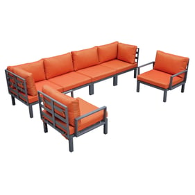 LeisureMod Hamilton Orange Cushion 6pc Patio Conversation Set