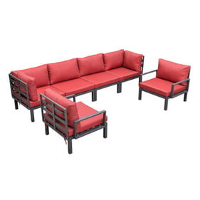 LeisureMod Hamilton Red Cushion 6pc Patio Conversation Set