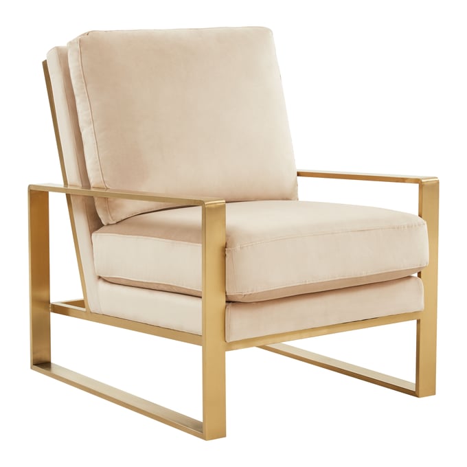 LeisureMod Jefferson Beige Velvet Accent Armchair LSM-JA29BG