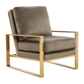 LeisureMod Jefferson Dark Grey Velvet Accent Armchair