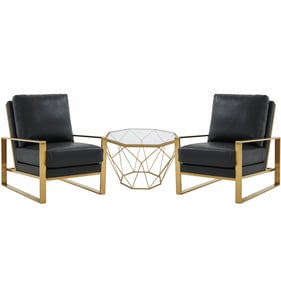 LeisureMod Jefferson Black Gold Armchair and Octagon Coffee Table Set