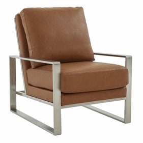 LeisureMod Jefferson Cognac Tan Design Accent Armchair