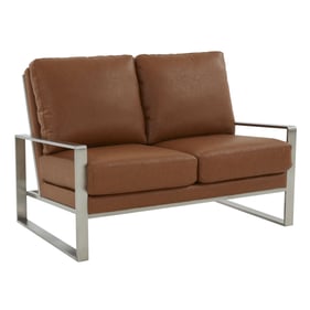 LeisureMod Jefferson Cognac Tan Loveseat