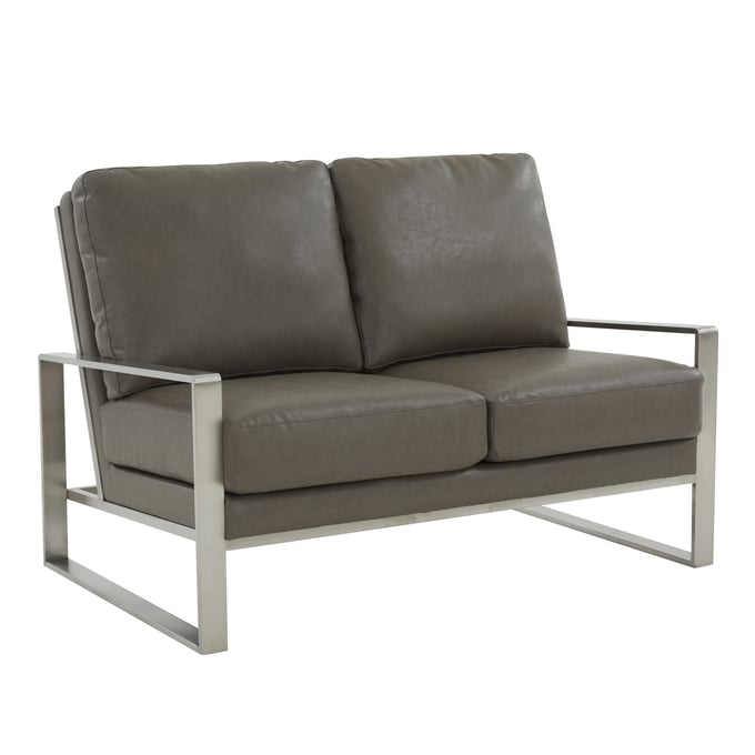 LeisureMod Jefferson Grey Loveseat LSM-JAS53GR-L