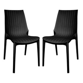 2 LeisureMod Kent Black Outdoor Dining Chairs