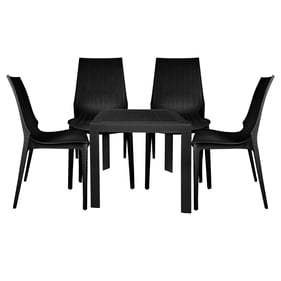 LeisureMod Kent Black 5pc Outdoor Dining Set