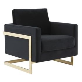 LeisureMod Lincoln Midnight Black Velvet Accent Armchair