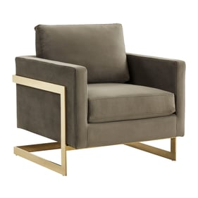 LeisureMod Lincoln Dark Grey Velvet Accent Armchair