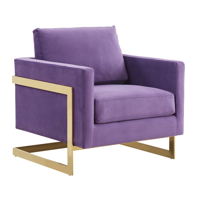 LeisureMod Lincoln Purple Velvet Accent Armchair LSM-LA31PR