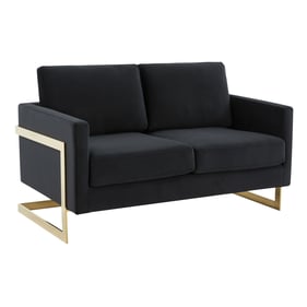 LeisureMod Lincoln Midnight Black Velvet Loveseat