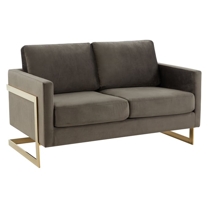 LeisureMod Lincoln Dark Grey Velvet Loveseat LSM-LA55DGR