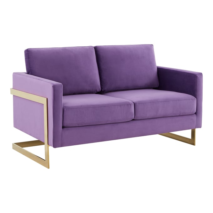 LeisureMod Lincoln Purple Velvet Loveseat LSM-LA55PU