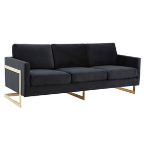 LeisureMod Lincoln Midnight Black Velvet Sofa