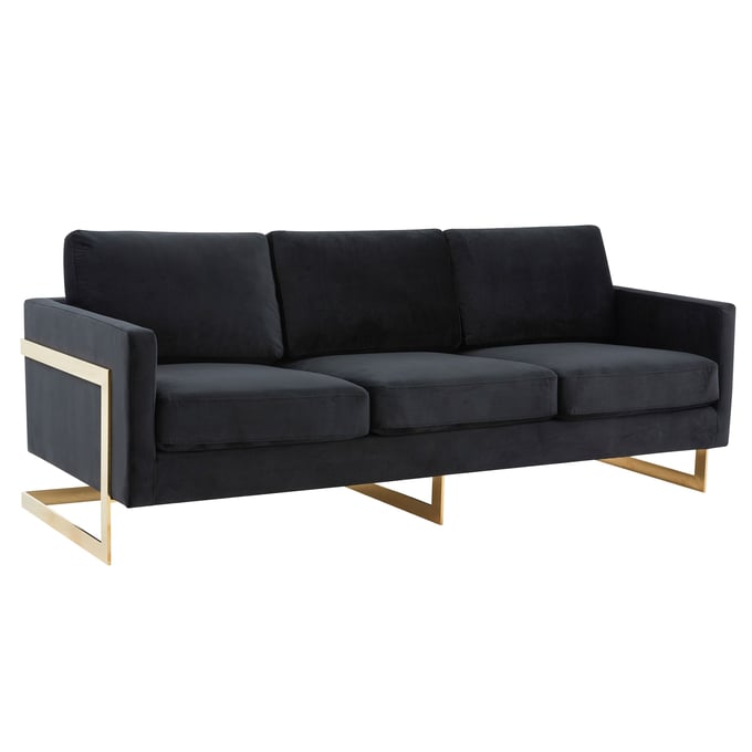 LeisureMod Lincoln Midnight Black Velvet Sofa LSM-LA83BL