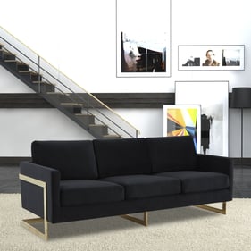 LeisureMod Lincoln Midnight Black Velvet Sofa