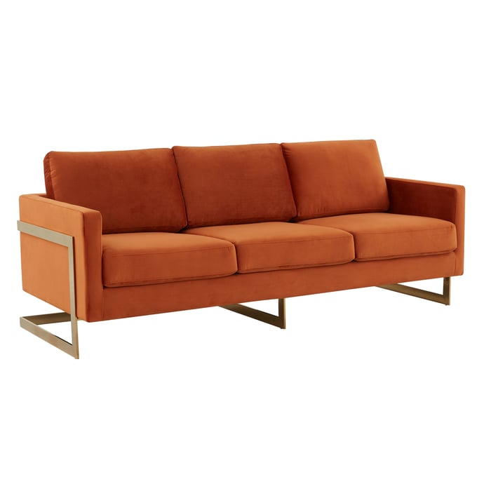 LeisureMod Lincoln Orange Marmalade Velvet 2pc Living Room Set LSM-LA83OR-LR-S2