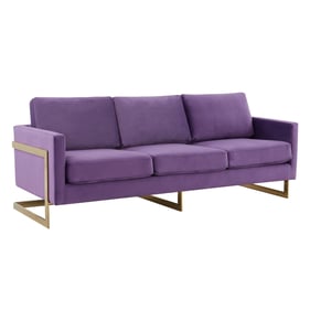 LeisureMod Lincoln Purple Velvet Sofa