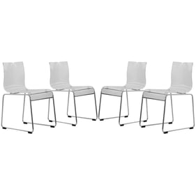 4 LeisureMod Lima Clear Acrylic Chairs