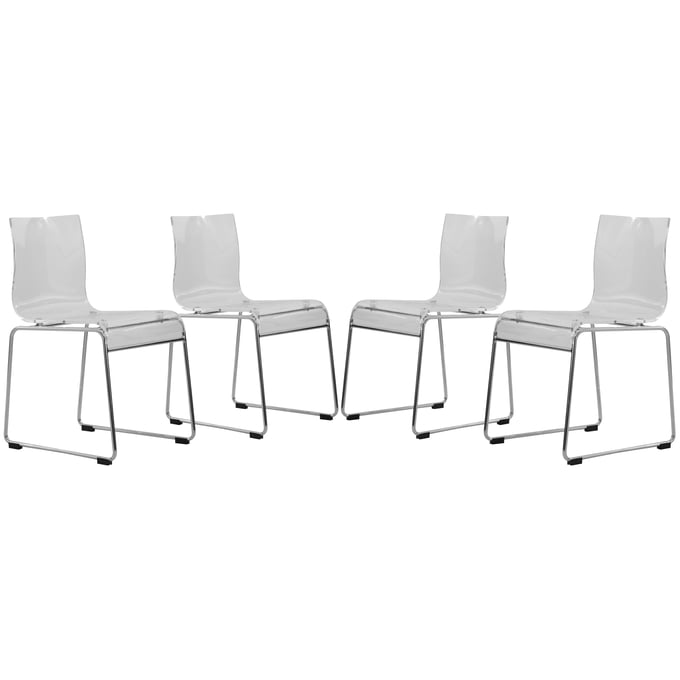 4 LeisureMod Lima Clear Acrylic Chairs LSM-LC19CL4