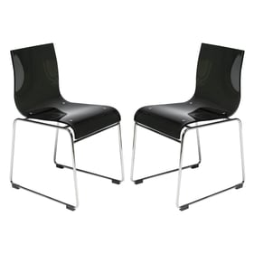 2 LeisureMod Lima Transparent Black Acrylic Chairs