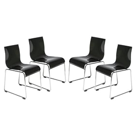 4 LeisureMod Lima Transparent Black Acrylic Chairs