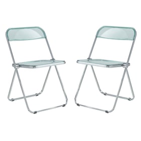 2 LeisureMod Lawrence Jade Green Folding Chairs with Metal Frame