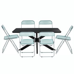 LeisureMod Lawrence Jade Green 7pc Dining Room Set