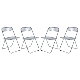 4 LeisureMod Lawrence Transparent Black Folding Chairs with Metal Frame