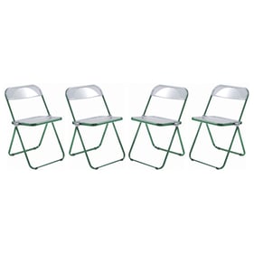 4 LeisureMod Lawrence Green Folding Chairs with Metal Frame