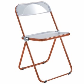 LeisureMod Lawrence Orange Folding Chair with Metal Frame