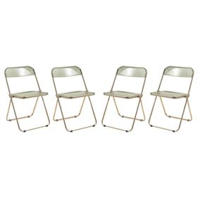 4 LeisureMod Lawrence Amber Folding Chairs with Gold Frame