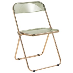 LeisureMod Lawrence Amber Folding Chair with Gold Frame