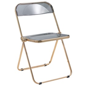 LeisureMod Lawrence Transparent Black Folding Chair with Gold Frame