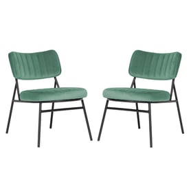 2 LeisureMod Marilane Turquoise Velvet Accent Chairs with Metal Frame