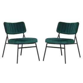 2 LeisureMod Marilane Emerald Green Velvet Accent Chairs with Metal Frame