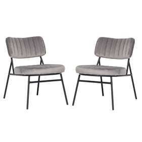 2 LeisureMod Marilane Fossil Grey Velvet Accent Chairs with Metal Frame