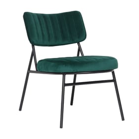 LeisureMod Marilane Emerald Green Velvet Accent Chair with Metal Frame