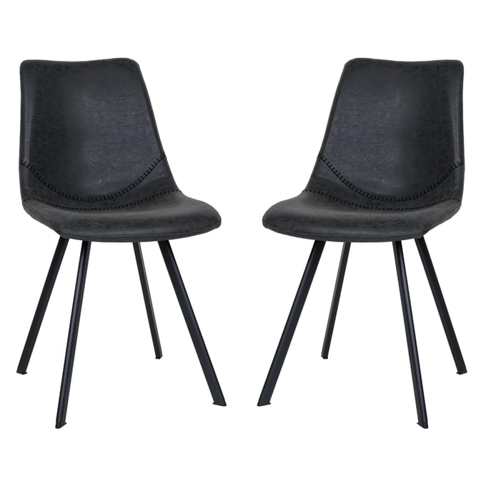 2 LeisureMod Markley Charcoal Black Leather Dining Chairs LSM-MC18BL2