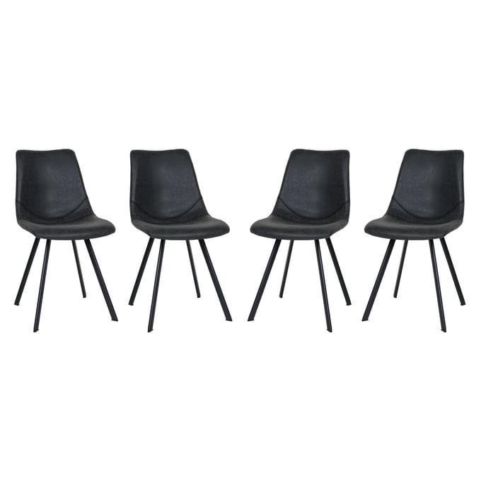 4 LeisureMod Markley Charcoal Black Leather Dining Chair LSM-MC18BL4