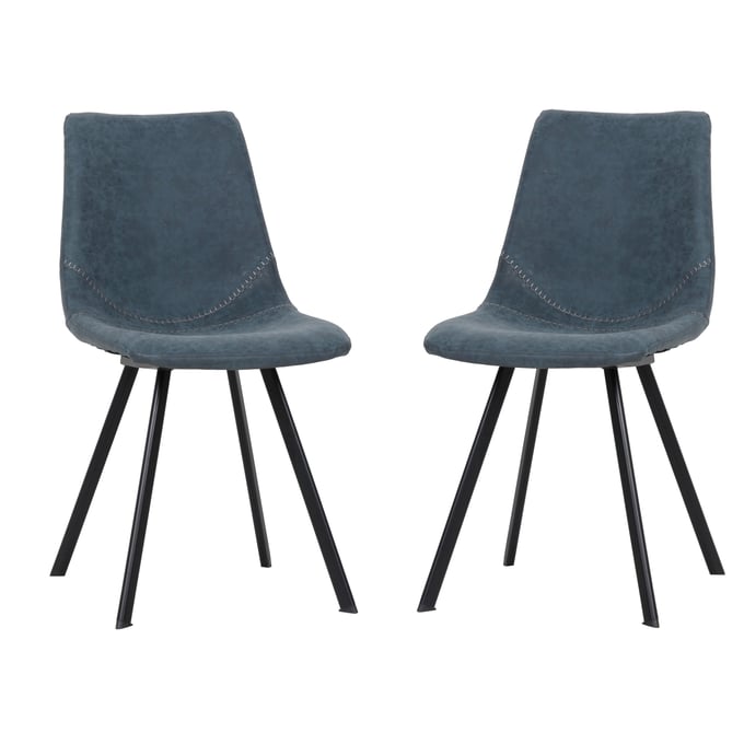 2 LeisureMod Markley Peacock Blue Leather Dining Chairs LSM-MC18BU2