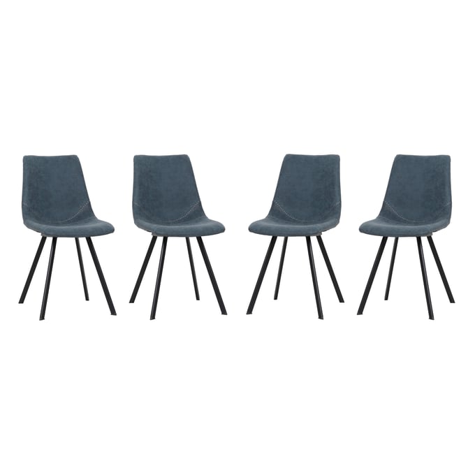 4 LeisureMod Markley Peacock Blue Leather Dining Chairs LSM-MC18BU4