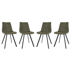 4 LeisureMod Markley Olive Green Leather Dining Chair