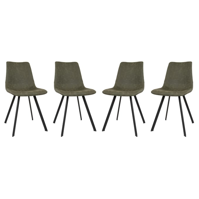 4 LeisureMod Markley Olive Green Leather Dining Chair LSM-MC18G4